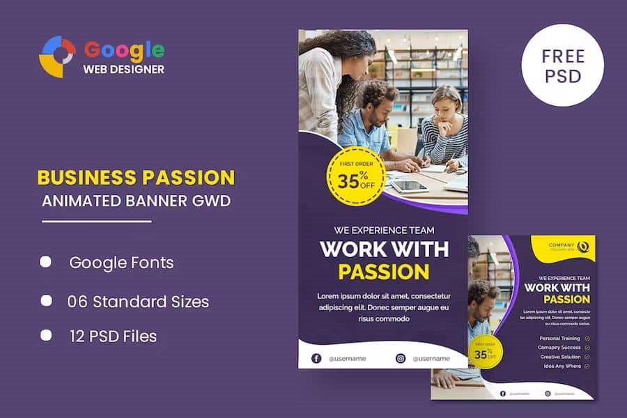 BUSINESS TEAM ANIMATED BANNER GOOGLE WEB DESIGNER
